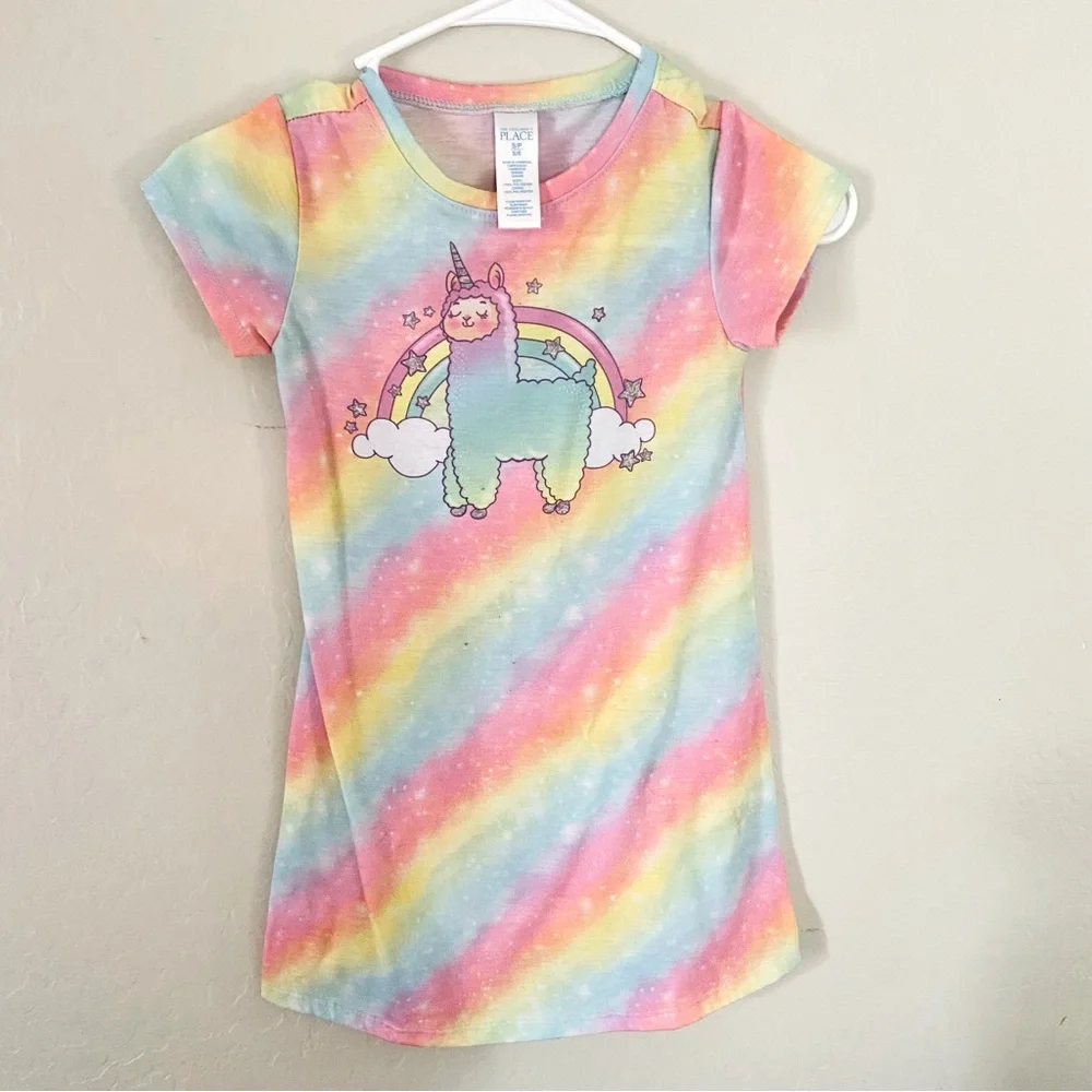 The Children’s Place Unicorn Lama Pajama Dress Size 5/6‎